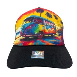 Open Road VW Bus Trucker Hat‎ One Size Multicolor Mesh Snapback NWT
